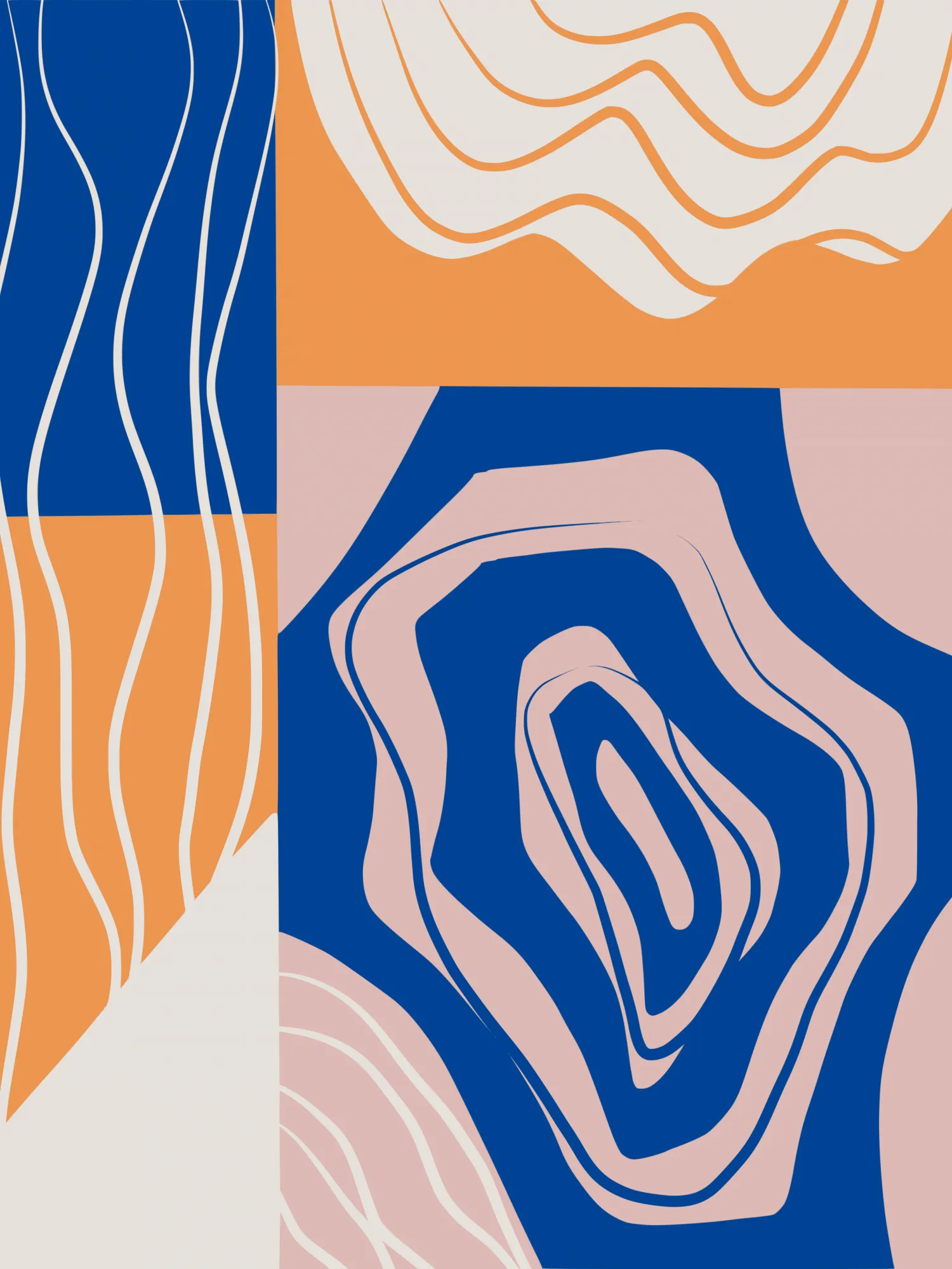 Abstract collage in blue and orange by little dean