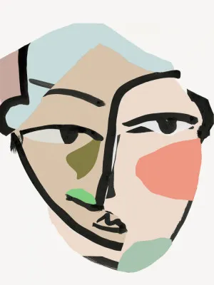 Visage no2 portrait with graphic line art