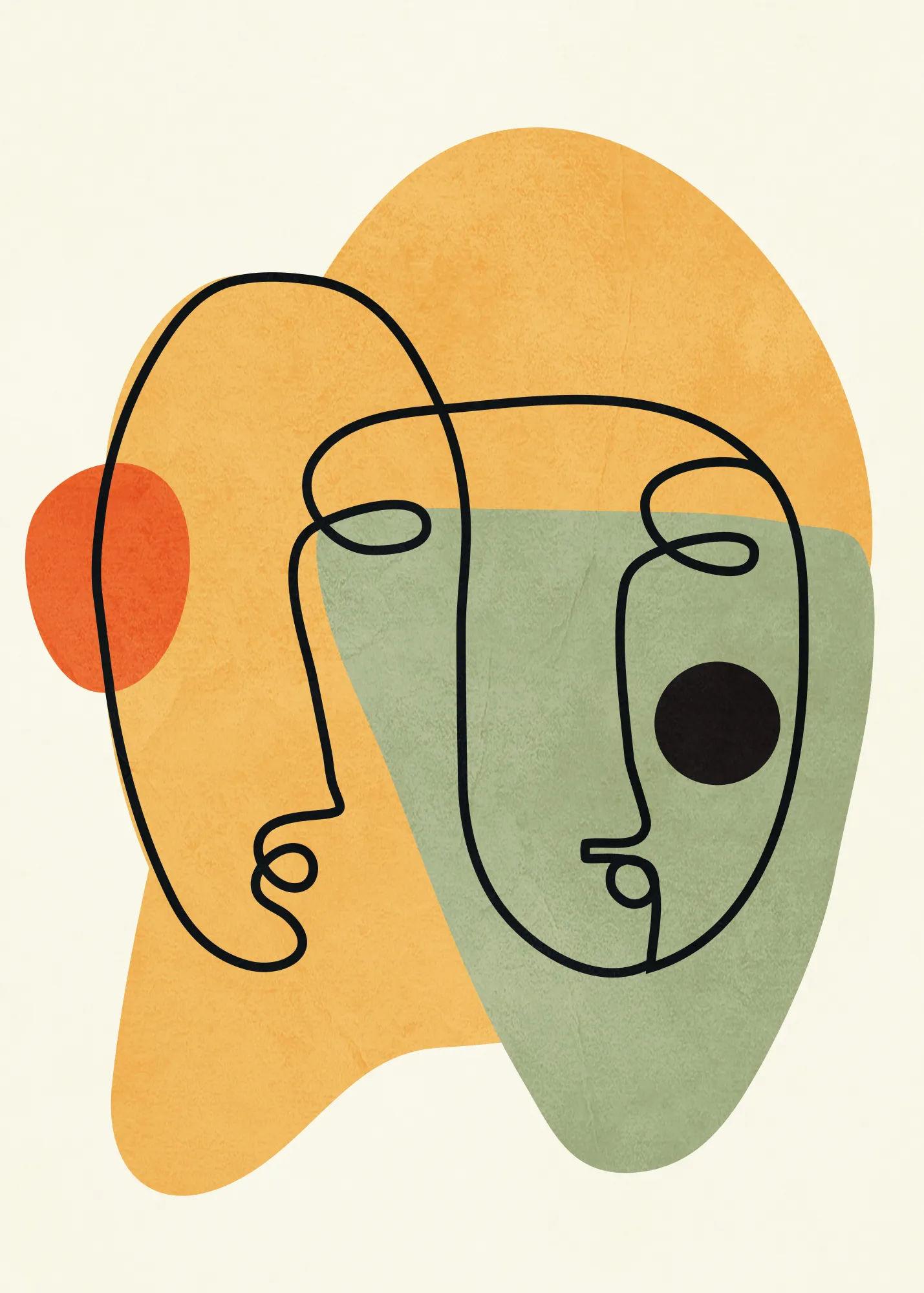 Abstract faces 10 by City Art in earth tones